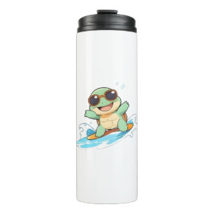 Garrafa Térmica Design de Praia de Verão de Tartaruga Surfista Chi