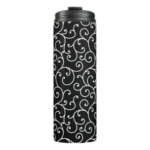 Garrafa Térmica Design de rolagem uniforme em preto e branco