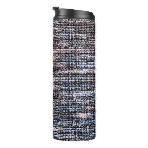 Garrafa Térmica Design de sobreposição de folhas azuis/Cinza com