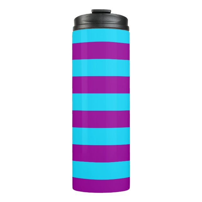 Garrafa Térmica Design de Stripes Azul e Púrpura (Frente)