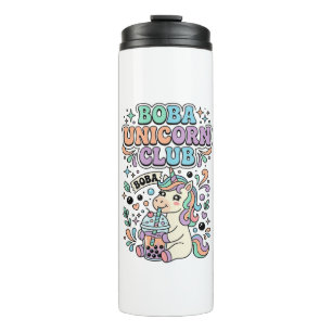 Garrafa Térmica Design de Tipografia Kawaii Clube Unicórnio Boba U