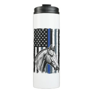 Garrafa Térmica Design de Vetor de Bandeira de Cavalo da Linha Azu