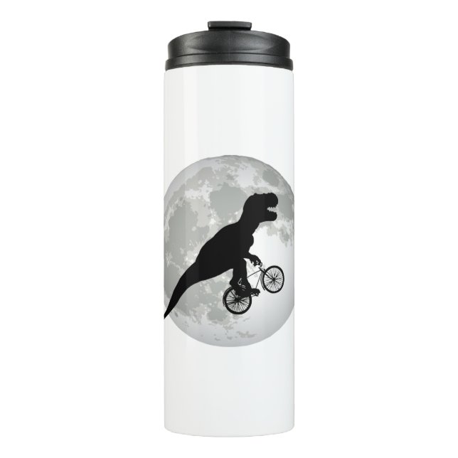 Garrafa Térmica Design Divertido de T-Rex na Lua (Frente)