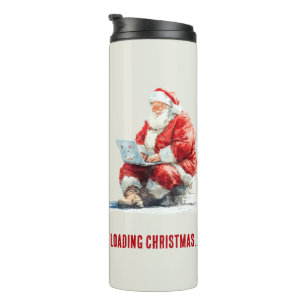 Garrafa Térmica Design Divertido do Papai Noel de Natal Carregando