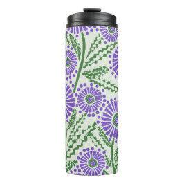 Garrafa Térmica Design Floral Branco, Verde, Lavanda De Bloco