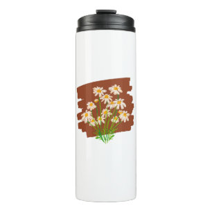 Garrafa Térmica Design floral russo sobre fundo castanho