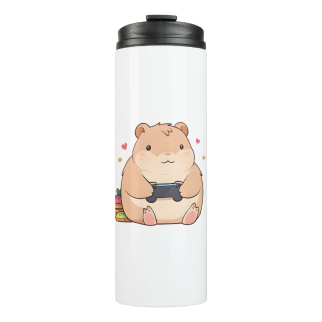 Garrafa Térmica Design Kawaii Capivara Gamer Fofa (Frente)