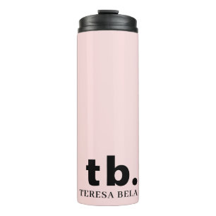 Garrafa Térmica Design Minimalista Feminino Rosa Monograma Elegant