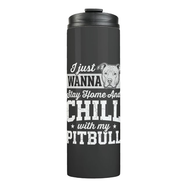 Garrafa Térmica Design Pitbull Fique em Casa e Relaxe (Frente)