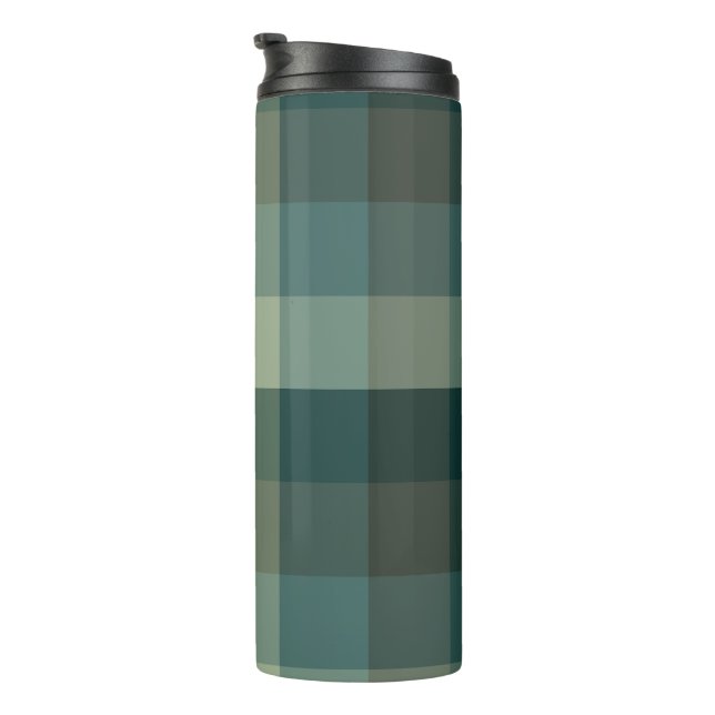 Garrafa Térmica Design Xadrez Gingham Verde  (Rotação à direita)