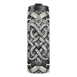Garrafa Térmica Detaillierte Schwarz-Weißer keltischer Knoten 0001