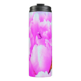 Garrafa Térmica Detalhe impressionante da Flor de Peony Rosa Dupla