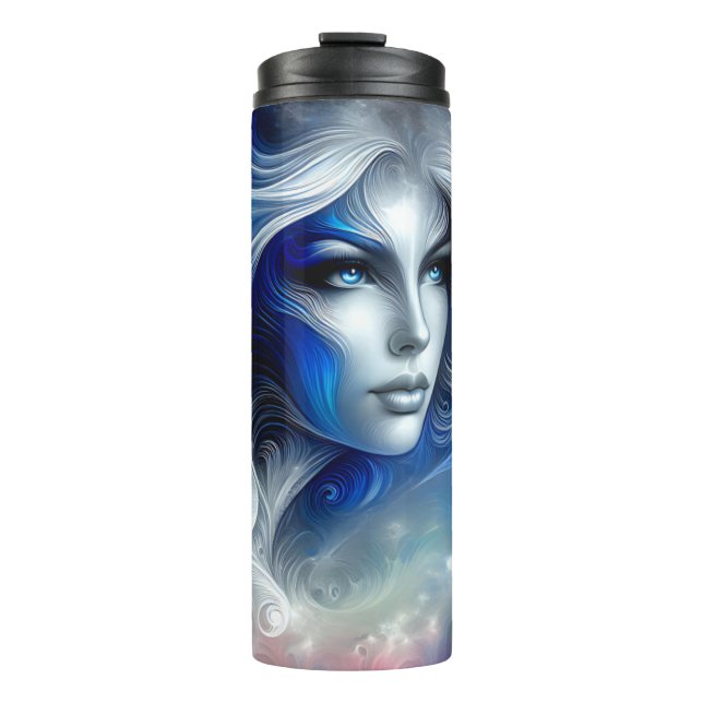 Garrafa Térmica Deusa Celestial White Blue Head Fevereiro - (Frente)