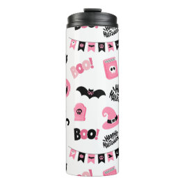 Garrafa Térmica Dia das Bruxas Rosa e Negro