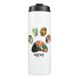 Garrafa Térmica Dia de as mães Dog Mãe Colagem de Fotografias de