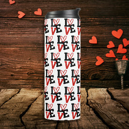 Garrafa Térmica Dia de os namorados Elegante de Amor com Padrão Ve