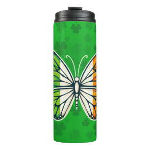 Garrafa Térmica Dia de São Patrício borboleta irlandesa