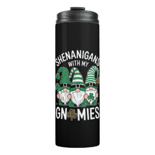 Garrafa Térmica Dia de São Patrício Shamrock Sortudo Leopardo Gnom