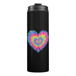 Garrafa Térmica Dia dos Namorados de Tie Dye Corações Coloridos