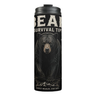 Garrafa Térmica Dicas de Sobrevivência do Urso Preto Vintage Outdo