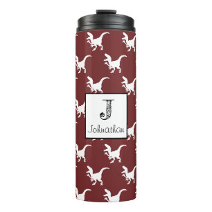 Garrafa Térmica Dinossauro de Raptor Branco Bonito Personalizado