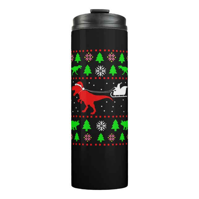 Garrafa Térmica Dinossauro Suor de Natal Feio Xmas T rex (Frente)