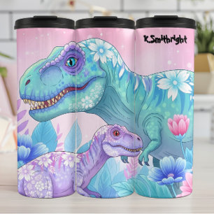 Garrafa Térmica Dinossauros Florais Beleza Flor Pastel