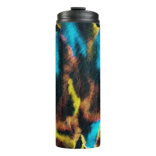 Garrafa Térmica Disco Ikat Pattern. Colored Dirty Art Background.