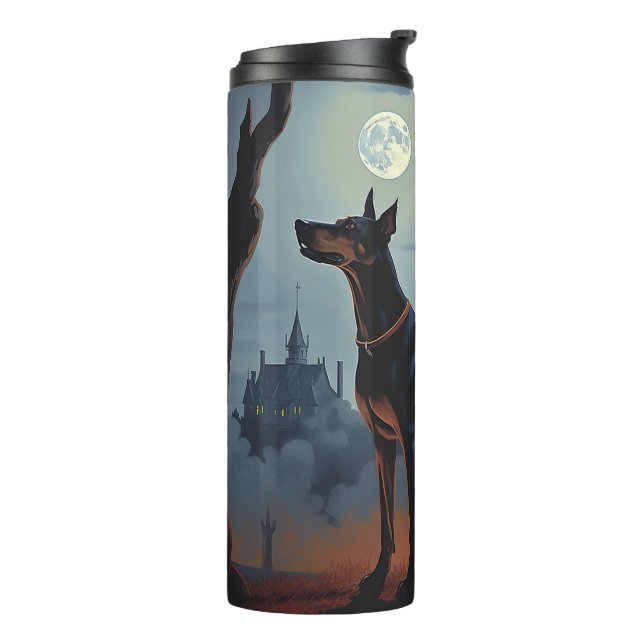 Garrafa Térmica Doberman Halloween Assustador (Giro à esquerda)