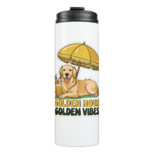 Garrafa Térmica Dog Beach Sticker   Ouro Retriever com Pina