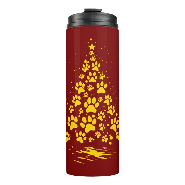 Garrafa Térmica Dog Lover Paw Print Christmas Tree 4 (Frente)