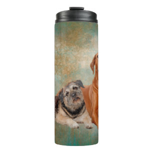 Garrafa Térmica Dogs Adoráveis Arte de Decoupage Vintage