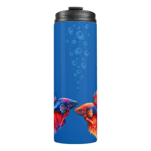 Garrafa Térmica Dois Peixes Betta Peixes Lutadores Estilo Koi