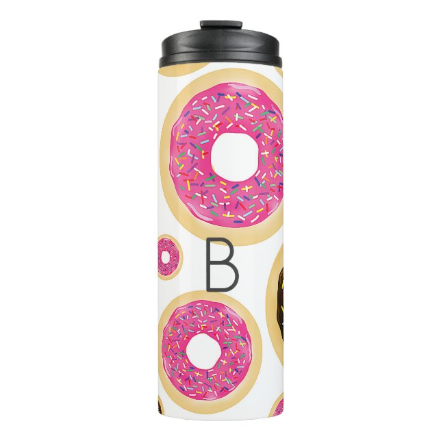 Garrafa Térmica Donuts Modernos Divertidos Rosados e Marrons com C (Frente)