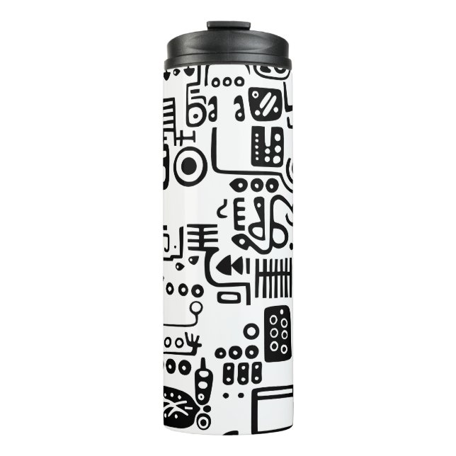 Garrafa Térmica Doodles Black and White (Frente)