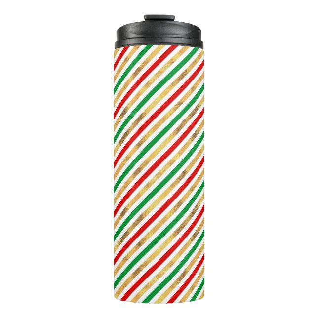 GARRAFA TÉRMICA  DOURADO DIAGONAL VERDE VERMELHO VERDE VERMELHO (Frente)