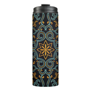 Garrafa Térmica Dourado e azul: Vintage Ornamental