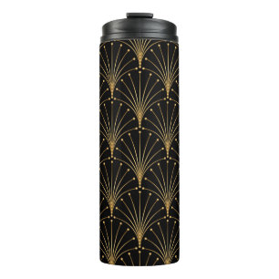 Garrafa Térmica Dourado e preto. Contexto luxuoso