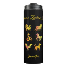 Dourado Gradiente Chinês Zodiac Preto