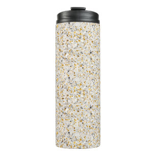 Garrafa Térmica Dourado, Prata, Cinza Padrão Terrazzo