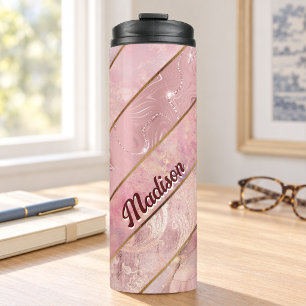 Garrafa Térmica Dourado rosa chic feminino geométrico elegante