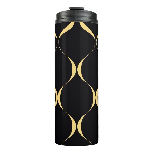 Garrafa Térmica Dourado, simples, moderno, luxuoso gráfico ondulad (Frente)