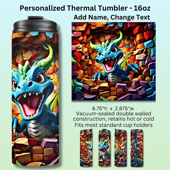 Garrafa Térmica Dragão Azul Aqua, Bebê, Passando (Criador carregado)