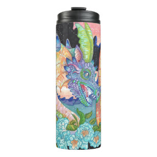Garrafa Térmica Dragão Rosa Azul Pastel
