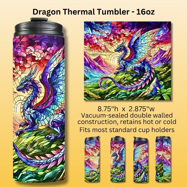 Garrafa Térmica Dragon do pôr do sol 16oz (Criador carregado)