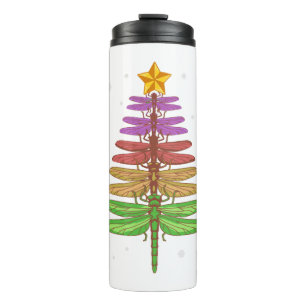 Garrafa Térmica Dragonfly Árvore de Natal Insetos Lover Xmas C