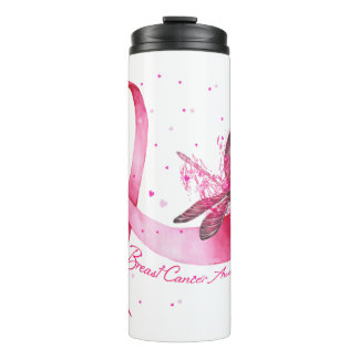 Garrafa Térmica Dragonfly Pink Friso Sensibilização para o Cancer
