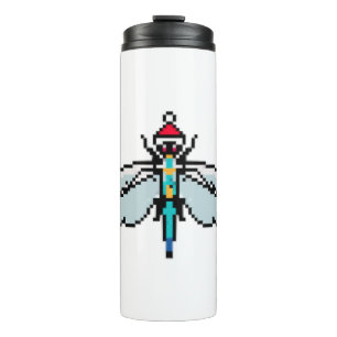 Garrafa Térmica Dragonfly Pixelada Natal - Dragonfly Engraçada