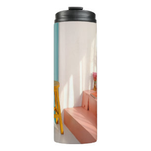 Garrafa Térmica Duas fezes de bar de madeira amarela