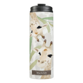 Garrafa Térmica Duas Girafas de Watercolor Greige Claro